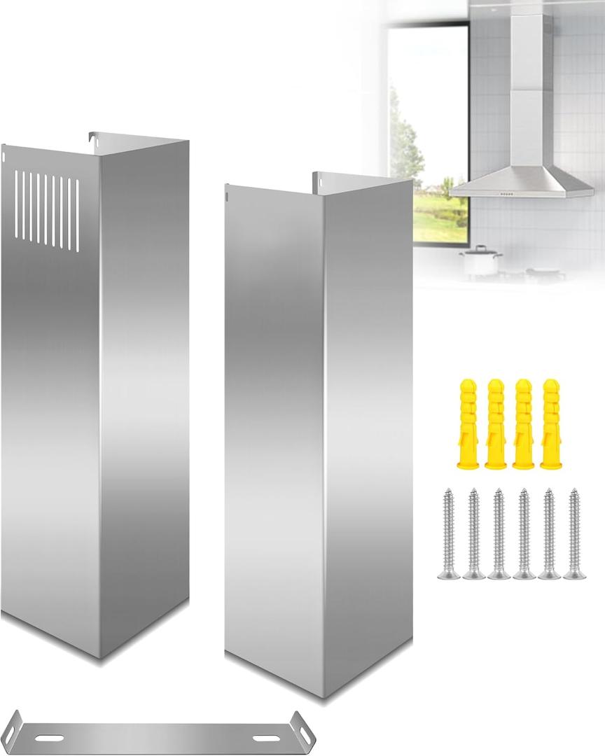 8 1/4" x 6.7" x 63" Chimney Extension For Range Hood, 210MM Chimney Extension for Wall Mount Range Hood, 31.5-63" Stainless Steel Exhaust Duct Chimney Cover, Universal Fit For Most Kitchens