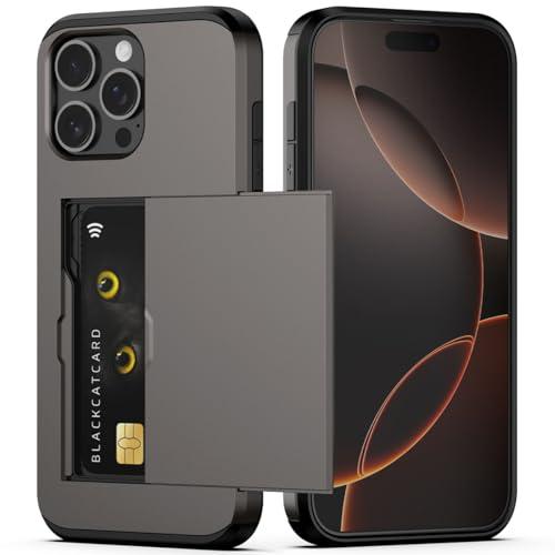 Nvollnoe Compatible with iPhone 16 Pro Max Case with Card Holder Dual Layer Heavy Duty Protective Shockproof Hidden Card Slot Slim Wallet Phone Cover for Women&Men 6.9 inch(Coffee)