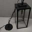 16'' Large Dusk to Dawn Outdoor Pendant Light for Porch 1 Pack, Modern Outdoor Chandelier for Gazebo with Clear Glass, Black Outside Hanging Lighting Fixture for Foyer Entryway