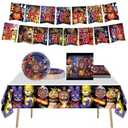 5 Nights Birthday Supplies, Freddy's Party Decorations include Banner, Tablecloth, Plates and Napkins for Teens Kids Adults Party Decor