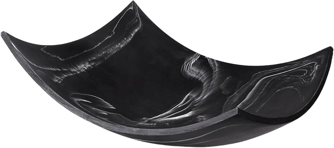 Creative Scents Black Marble Look Decorative Bowl, Coffee Table Decor for Living/Dining Room, Modern Black Catch-All Key Dish Decorations for Entryway, Black Decor - Fruit Bowl for Kitchen Counter