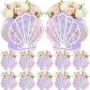 Eaasty 8 Set Mermaid Seashell Flower Boxes Centerpieces Vase Iridescent Shell Shape Gift Box Mermaid Party Favor for Bachelorette Table Baby Shower Birthday Wedding Ocean Beach Party Decor(Purple)