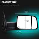 Towing Mirrors Compatible with Dodge Ram 1500 2002-2008, 2500 3500 2003-2009 Trailer Tow Side Mirrors Power Heated Turn Signal Light Truck Black Pair Set Mirrors