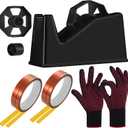 7 Pcs Heat Tape Dispenser Sublimation Set Tape Roll Dispenser with Weighted Nonskid Base and 4 Pieces Heat Transfer Tapes 2 Pieces Heat Resistant Gloves Heat Resistant Silicone Gloves (Black)