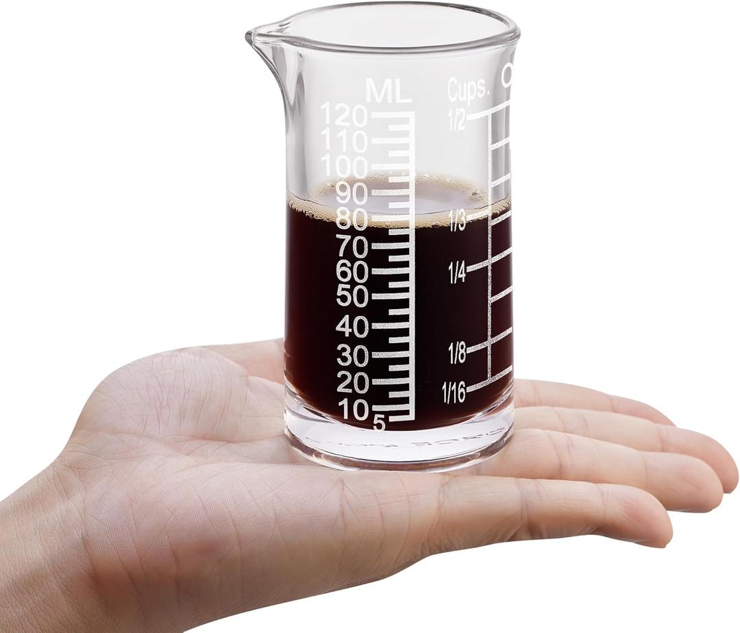Ackers 4oz Etching Scale Glass Measuring Cup  Shot Glass with Ounce,Ml,Cups Markings for Kitchen & Bar