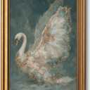 okudolit Gold Framed Vintage Swan Canvas Wall Art Print Luxury Animal Oil Painting Graceful Bird Artwork Picture Baroque Wall Decor for Living Room Bedroom and Office 12"x16"