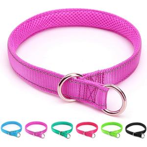 Reflective Slip Dog Collar, Loop Dog Collar for 20-38 lbs Dogs, Nylon Training Collars with Soft Padded for Dogs (5/8" W x 15.5" L, Purple)