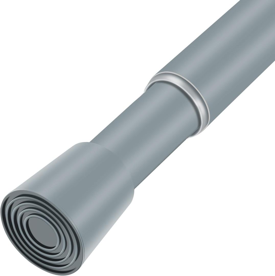 Silver Grey Adjustable Shower Curtain Rod 28-52 Inches 1pc, 7/8" Diameter Anti-slip Heavy Duty Tension Spring Curtain Rod No Drill for Windows Bathroom Kitchen Closet Doorway 22TD28-52SL
