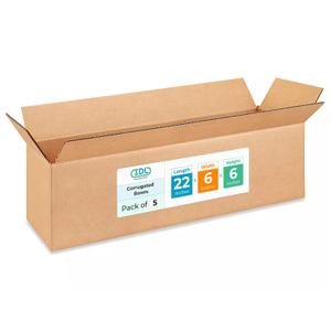 Long Moving & Shipping Boxes 22 x 6 x 6 inches (5-Pack) - Extra Strength 200 lb vs Regular - USA-Made Corrugated Heavy Duty Cardboard Boxes - Box for Packaging&Delivering - Long Box by IDL Packaging