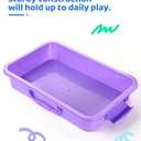 2 Pcs Sand Tray Sensory Bin with Lid and Handle, Portable Sensory Sandbox Container for Kids, Plastic Activity Tray for Toddlers (Green) (Green)