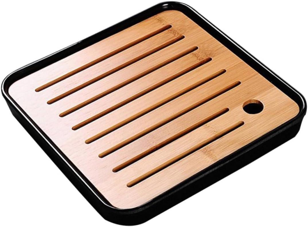 Bamboo Tea Tray Set Japanese Style Tea Cup Tray Drainage Hotel Travel Use