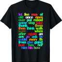 Sight Words First grade Colorful Educational T-Shirt. S Size
