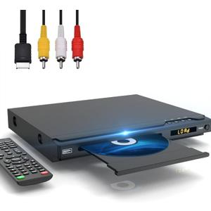 HDMI DVD Players for TV, All Region Free DVD Player with HDMI&RCA Cable, Remote Control, Dual Microphone Ports, USB Input, Support NTSC/PAL System