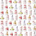 48 Pcs Mini Resin Snowman Figurines Winter Miniature Snowman Decorations with Hats Tiny Cute Micro Landscape Decorations Garden Accessories for Crafts DIY Winter Party