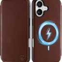 SHIELDON Genuine Leather Slim Case Wallet for iPhone 17 6.3-inch 5G 2025| Flip | Wireless Charging | Magnetic | RFID Blocking Credit Card Holder | Full Protective Cover | Retro Coffee