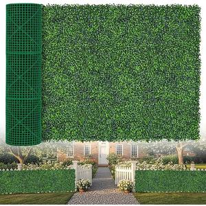 Artificial Boxwood Roll,48x120 in (40 sqft) UV-Anti Faux Ivy Boxwood Hedge Leaf Grass Wall for Patio Balcony Privacy, Garden, Backyard Greenery Wall Backdrop and Fence Decor