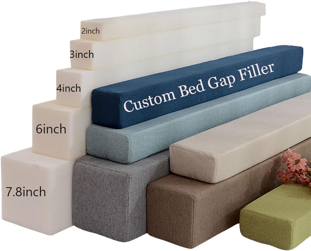 Pcevathiy Custom Bed Gap Filler, Mattress Wedge Gap Crack Filler Twin Space Filler Between Bed and Wall with Removable Cover, Full Mattress Extender Stuffer for Queen King Headboard Bed (Linen)