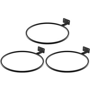 Wall Pot Holder 6in 3Pack Ring Plant Hanger, Metal Planter Hooks Wall Mounted Bracket Heavy Duty for Outdoor Indoor Black
