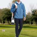 M MAELREG Hoodies for Men Quarter Zip Hooded Pullover Heavyweight Warm Microfleece Golf Polar Fleece Sweatshirt for Men (Blue, M)