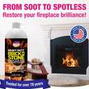Quick'n Brite Fireplace Brick and Stone Cleaner 32oz with Scrub Brush - Natural Stone, Tile, and Marble Cleaner - Indoor Fireplace and Wood Stove Cleaning Kit - Pellet Stove Creosote Remover