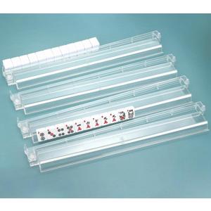Mahjong Racks with Pushers, All in One Mahjong Racks with Pushers Set of 4, Easy Portable American Mahjong Accessories, Transparent (18.5in)