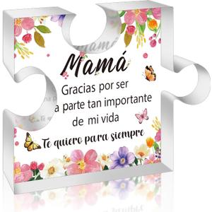 Yopyame Spanish Mom Birthday Gifts - Regalos para Mam Acrylic Plaque Colorful Flower Keepsake Paperweights Gifts for Mom in Spanish Christmas Mothers Day Desk Sign for Mom from Daughter Son