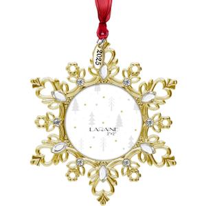 Laraine Christmas Tree Ornaments  Decorative Hanging 2025 Holiday Keepsake Gift Snowflake Pendant with 2 Photo Frame Insert for Picture of Pet (Snowflake Gold (2025))