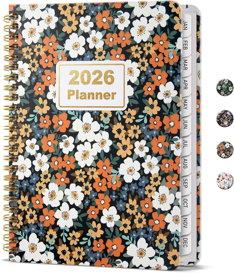 Timart 2026 Planner, January 2026 - December 2026, Weekly and Monthly Planner, Hardcover 2026 Calendar Planner Book Agenda Book with Tabs, Inner Pocket For Women, Perfect for Office School Home Supplies, A5 (6.3" x 8.5")-Orange