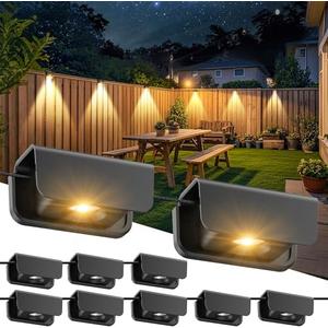 Incamity Fence Lights Outdoor 10 Pack, Waterproof IP65 Deck Lights with 3 Modes High Brightness LED Step Lights for Outside, Backyard, Railing, Patio, Pool, Garden