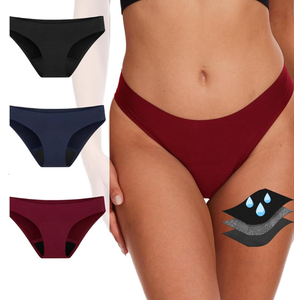 Period Underwear for Women, Bikini Leak-Proof 2.0 Seamless Menstrual Panties for Heavy Flow, 3 Pack