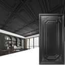 Art3dwallpanels 12 Pack Drop Ceiling Tiles, 2x4 Ft PVC Decorative 3D Wall Panel, Glue Up Ceiling Covering Panels for Basement Kitchen Bathroom, 24x48 Inch, Cover 96 Sq. Ft, Black