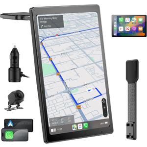 8” Wireless Apple CarPlay Screen for Car with Android Auto & 1080P Backup Camera, Rotatable Touchscreen Car Stereo, Vertical & Horizontal Mode, Bluetooth, GPS Navigation, Mirror Link