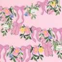 Wildflower Party Decorations, Floral Banner with Pink Bows, Colorful Double-Sided Paper Flower Garland for Birthday Coquette Bridal Baby Shower Garden Party Wedding
