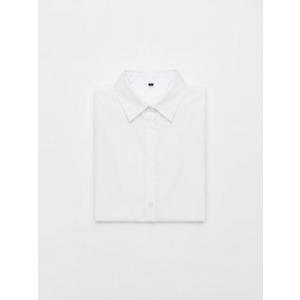 Classic White Collared Shirt for Women, Long Sleeve Button-Up Blouse, Professional & Casual Wear, Size L