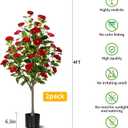4FT Artificial Camellia Tree 2 Pack, Faux Floral Plant in Cement Pot Fake Silk Camellia Plants for Home House Living Room Office Decor