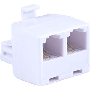 Power Gear Telephone Duplex Adapter, Home or Office, Compatible with Answering Machines, All Brands, RJ14, RJ11, White, 76191