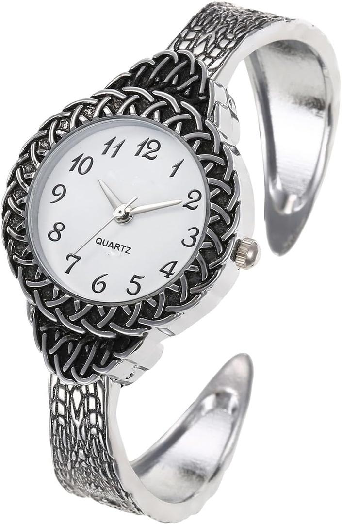 Watches for Women Vintage Bracelet Watch Womens Quartz Watch Fashion Ladies Easy Read Wrist Watches (Silver)
