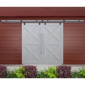 DIYHD 16FT Exterior Double Sliding Barn Door Hardware,Heavy Duty Wall Mount Box Track Kit for Outdoor Use,MAX Load 300lbs,Kit to Hang 2 Doors(Fit 48" X 2 Door)