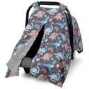 Metplus 2 in 1 Dinosaur Baby Car Seat Cover, Car Seat Canopy for Babies, Mom Multiuse Nursing Cover, Minky Baby Carrier Covers, Newborn Boy Girl, Peekaboo Opening
