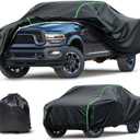 Waterproof Truck Cover Compatible with Silverado 1500/F-150/F-250/Sierra 1500/Tundra All-Weather Protection,228"-236" Truck PEVA Car Cover with Zipper Door