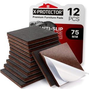 X-PROTECTOR Non Slip Furniture Pads  12 Premium Furniture Grippers 3"! Best SelfAdhesive Rubber Feet Furniture Feet  Ideal Non Skid Furniture Pad Floor Protectors  Keep Furniture in Place! (3 inch 12 Square)