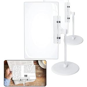 Magnifying Glass Sheet -2 Sets Full Page Magnifier for Reading with Stand Large Flexible Hands-Free Magnifying for Low Vision Elderly, Seniors,Book, Close, Crafts, Sewing, 7x5 inch, 3X