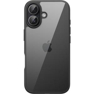 JETech Case for iPhone 17 6.3-Inch, Shockproof Phone Bumper Cover, Solid Color Matte TPU Frame, Anti-Scratch Clear Back (Black)