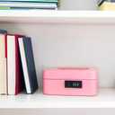 KYODOLED Medium Cash Box with Combination Lock Safe Metal Money Box with Money Tray for Security Lock Box 7.87x 6.30x 3.54Inch Pink Medium