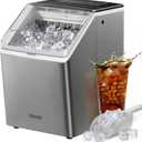 Silonn Stainless Steel Countertop Ice Maker, 44Lbs/Day High Efficiency, 2 Ways to Add Water, One-Click Auto Self-Cleaning, Portable Ice Machine Ideal for Home, Office, Bar & Party