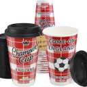3 x 16 oz Champion Cup A Salute To England, 1966 World Soccer Champion, 24 Sets Disposable Paper Party Cups with Lids for Fan Event Decorations Game-Day Festival, COME ON ENGLAND 2026