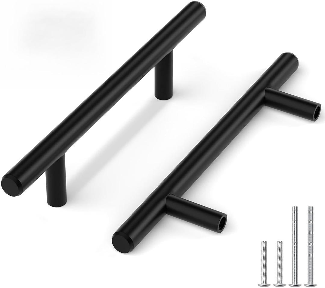 homdiy 10 Pack 3 Inch Solid Cabinet Handles Black Cabinet Pulls Kitchen Cabinet Handles Black for Dresser Drawer Cupboard