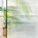 Windimiley Window Privacy Film Reeded Glass Window Clings Bathroom Frosted Decorative Window Cover Peel and Stick 3D Fluted Sticker Sun Blocking Heat Control Home Window Tint,35.4x157.5in,Transparent