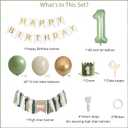 First Birthday Decorations - Complete Party Set with High Chair Banner, Number 1 Balloon, One Cake Topper, Crown, Balloons & Birthday Banner(Green)