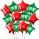 18 Inch Star Foil Balloons, 12 Pcs Red & Green Star Balloons for Christmas Decorations